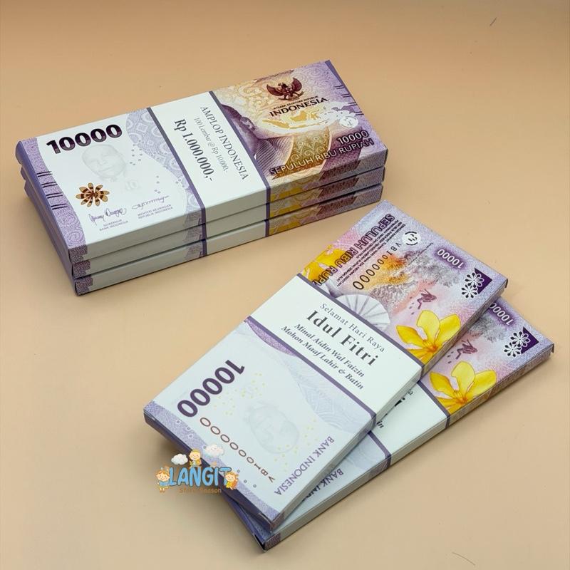 Amplop Lebaran Motif Uang Segepok Motif 3D ukuran Panjang isi 5 pcs untuk Idul Fitri