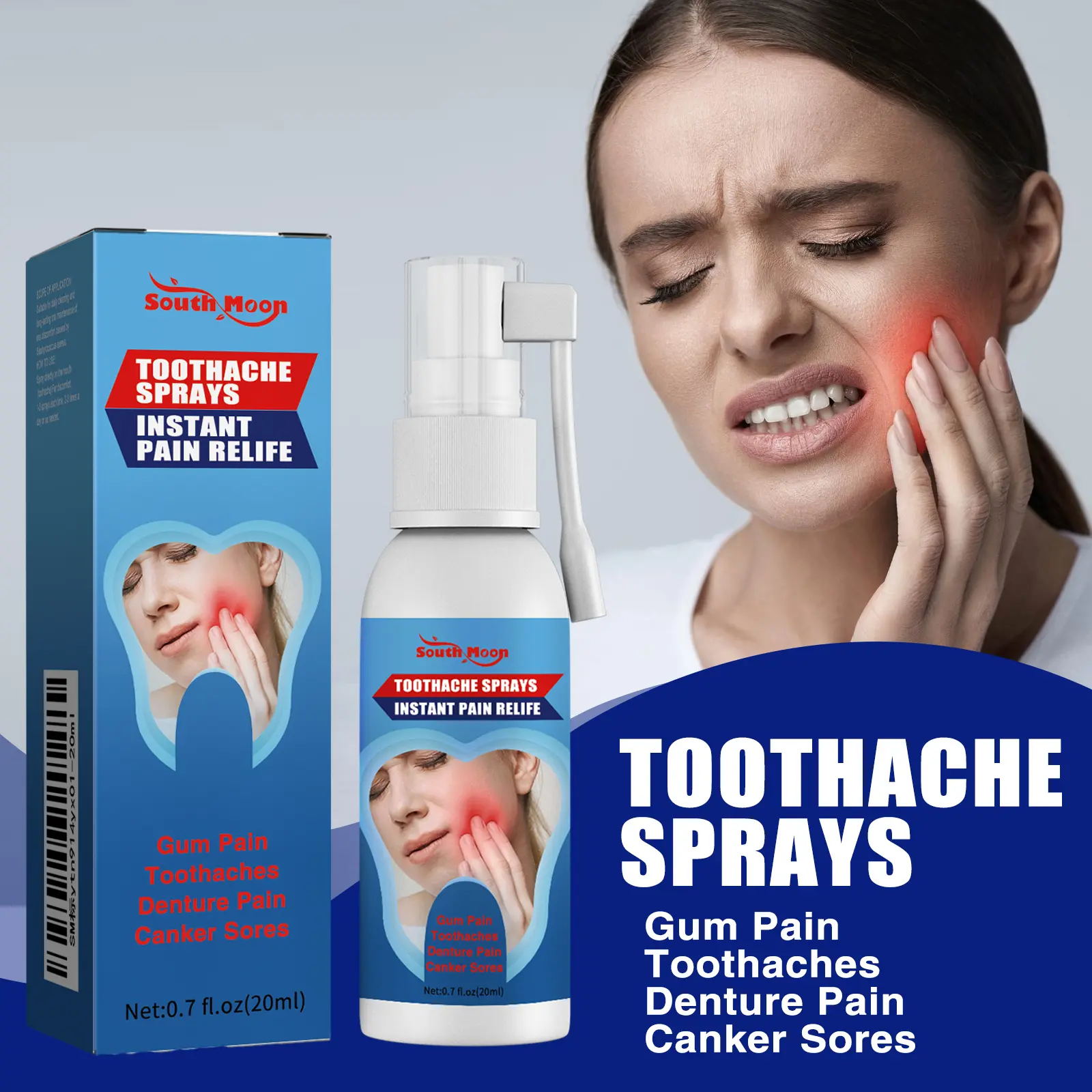 South Moon Spray Mulut Antibakteri 20ml | Cicilan | Perawatan Harian untuk Sakit Gigi &amp; Sariawan | Melegakan Gusi Bengkak, Berdarah &amp; Bau Mulut | Formula Lembut Pelindung Gigi &amp; Gusi