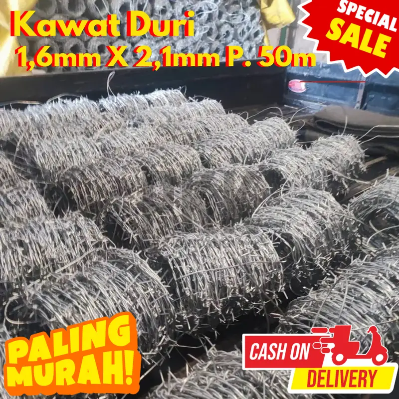 Kawat Duri 1,6mm X 2,1mm P. 50m Galvanis Anti Karat 0