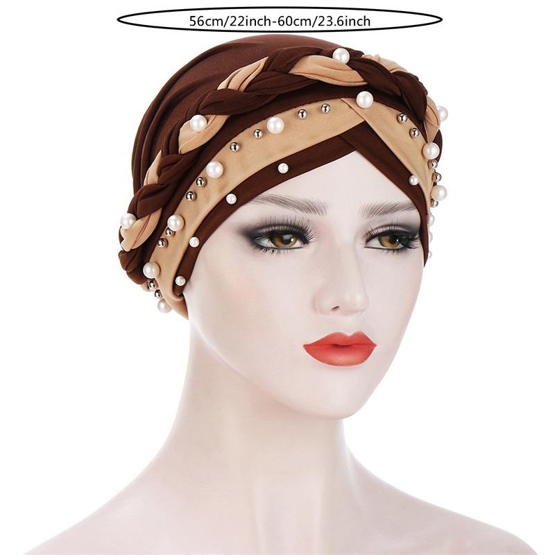 Product Introduction of Women Cap Braid Beads Turban Headscarf Islamic Head Wrap Lady 10