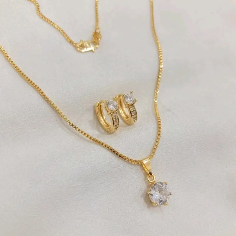 satu set perhiasan titanium di lapis emas aksesoris wanita set perhiasan mata satu Gold 2