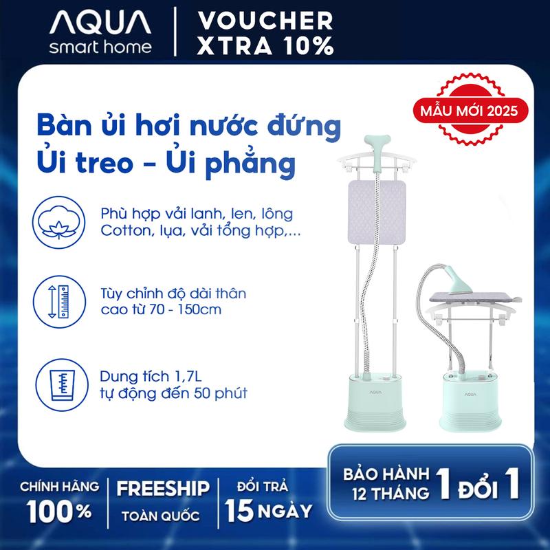 Bàn ủi hơi nước đứng AQUA S2526T có thể ủi treo ủi phẳng, công suất 2000W, dung tích 1.7L
