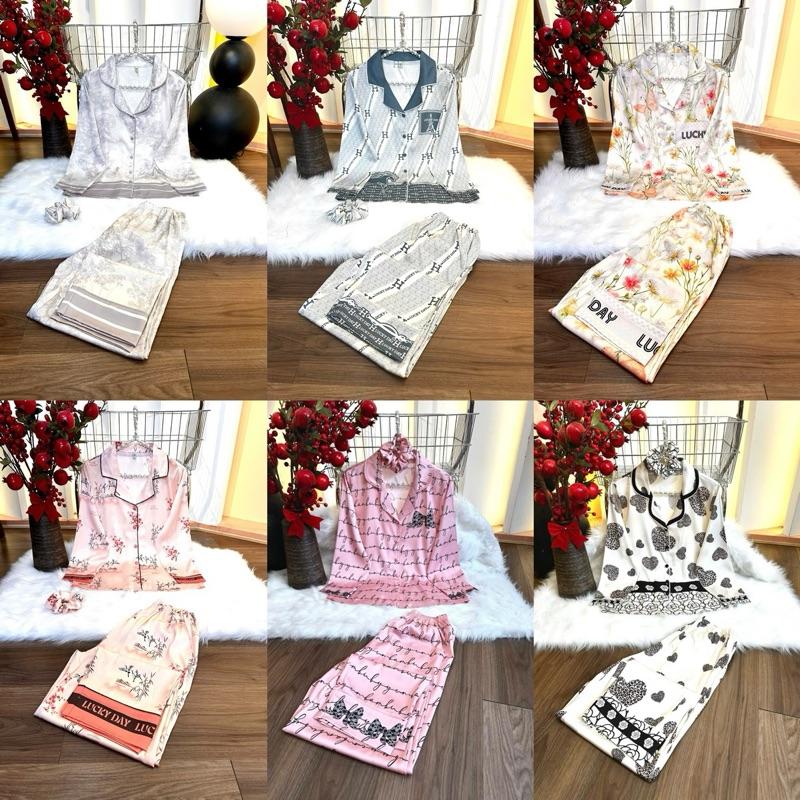 LATIN SPK (K84-85-86-87-88-89 ) (45-85kg) - Pijama latin lụa mịn thiết kế hoạ tiết sang trọng, có tay ngắn tay dài, đủ size 45-85kg Nữ Women Quần Ngủ