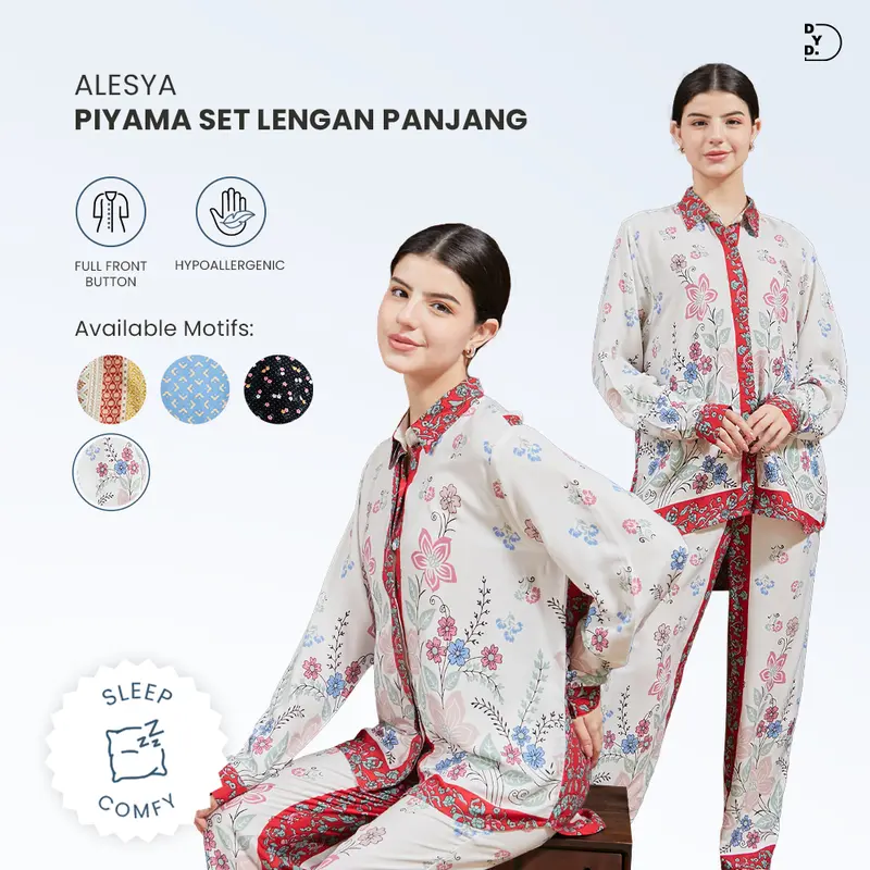 Piyama Kemeja Setelan Panjang Dydlabel Alesya Set Bahan Rayon 0