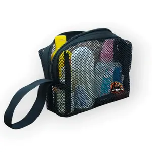 Alfarrel Pouch Kosmetik Multifungsi Organizer Bawaan Wanita & Pria Tas Rias Size M Bahan Jaring Tebal Cocok untuk Traveling & Alat Kerja