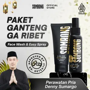 SOMBONG Ganteng Ga Ribet 5-in-1 Face Wash Pria with Coffee + Easy Spray with SPF 30 Sunscreen Skincare