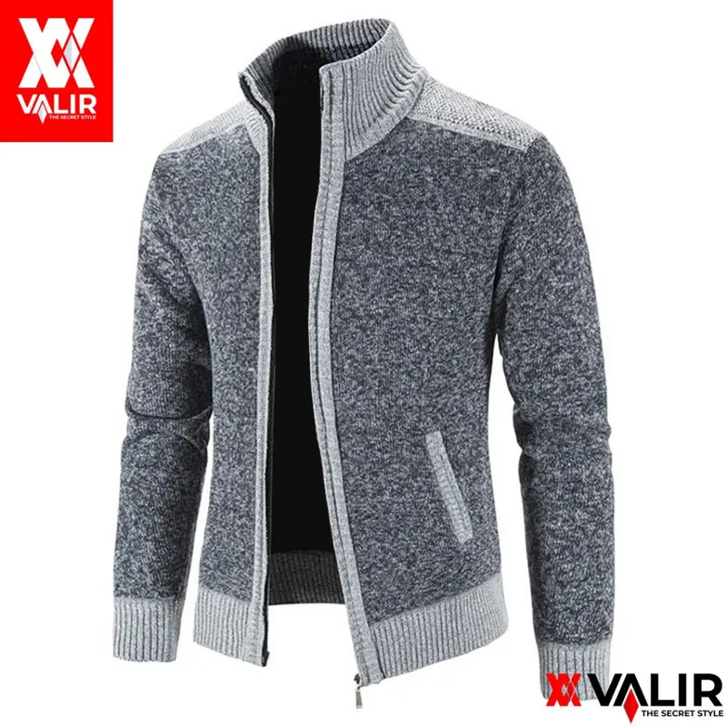 Valir Nelson Jaket Sweater Rajut Pria Keren Terbaru Bahan Tebal Berkualitas Distro Lengan Panjang Knitwear Kerah Hitam 6