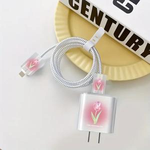 Funda Protectora para Cargador con Correa de Silicona, Organizador de Cable de Carga, Accesorios para iPhone, Protege el Cargador y Cables de Datos