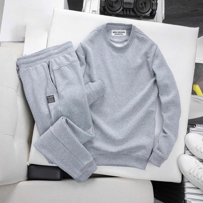 MEN DESIGN Bộ Quần Áo Nỉ Trơn Dài Tay Nam Cao Cấp Phong Cách Thể Thao Mùa Thu Đông Chất Liệu Cotton Cao Cấp Giữ Ấm Tốt Cho Nam Và Nữ 