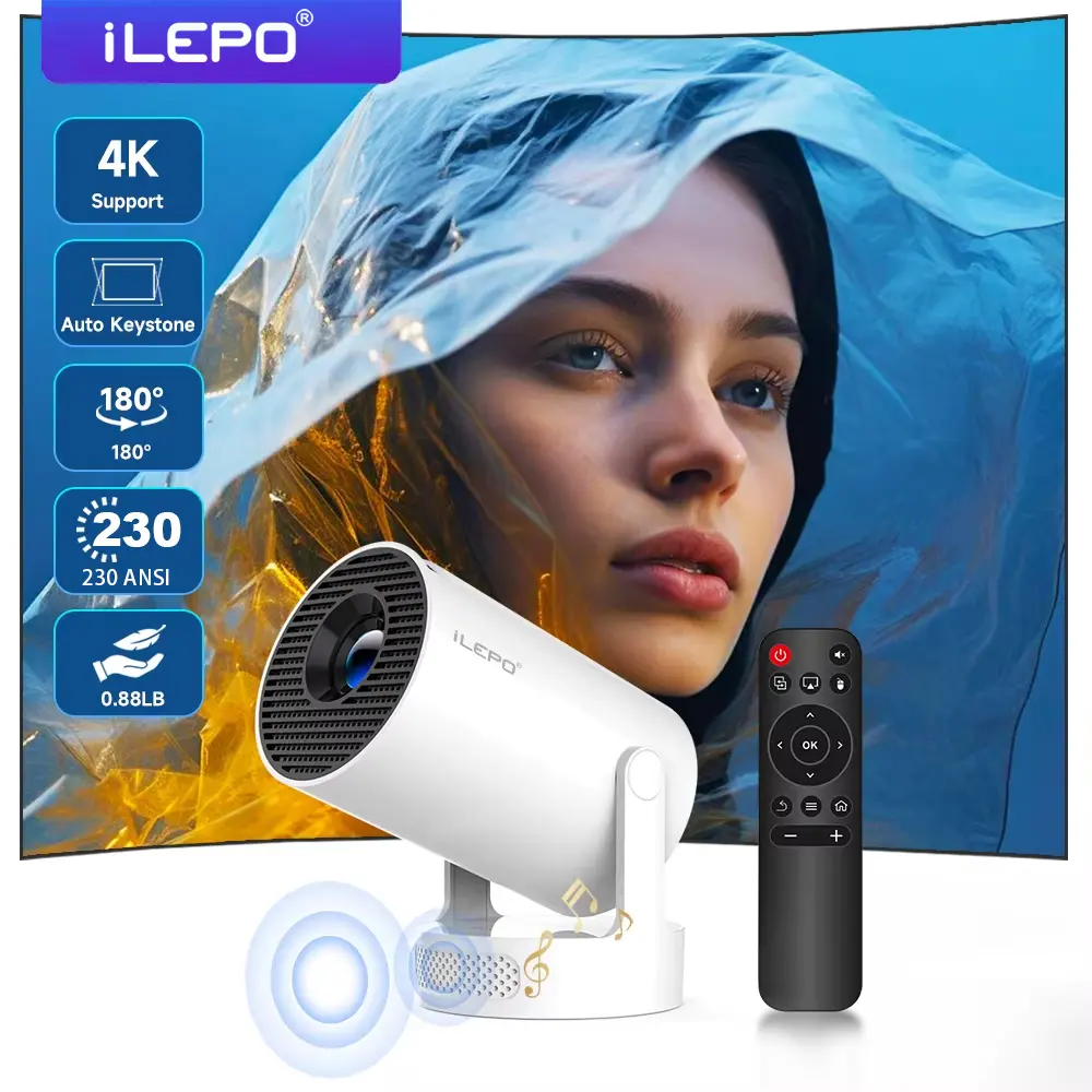 Máy chiếu mini HY300ULTRA hệ điều hành androi 11.0 kết nối wifi 2 băng tần giải trí gia đình xem bóng đá bảo hành 1 năm