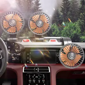 Angin Mobil 24V/12V 3 Head USB Pendingin Kuat Rotasi 360 Derajat untuk Truk Minibus Bebas Bising Daya Hisap Tinggi Mini Portable kipas