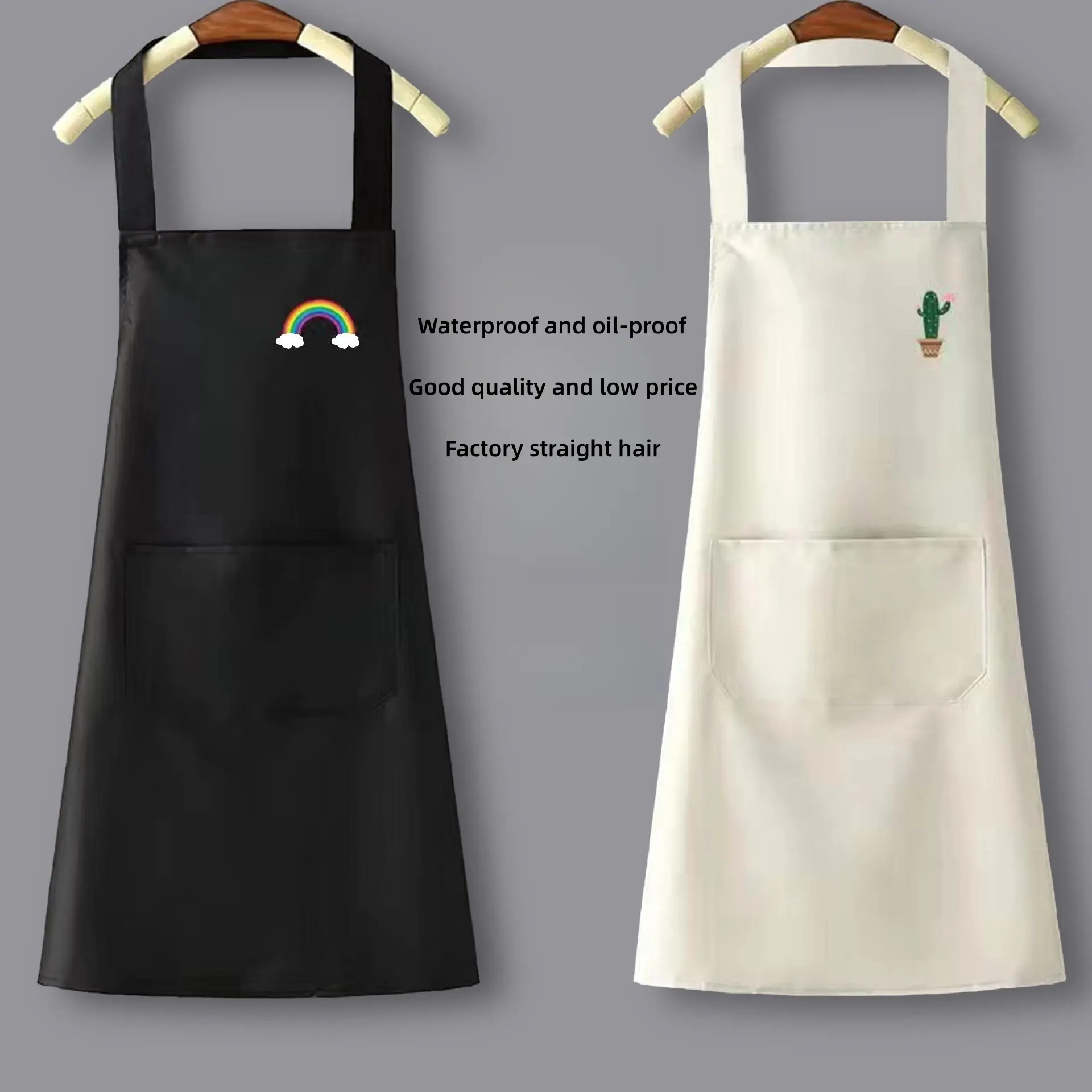 Rainbow Cactus Cartoon Apron Trang chủ Phụ nữ và phụ nữ Nhà bếp trong kho không thấm nước và chống dầu Apron