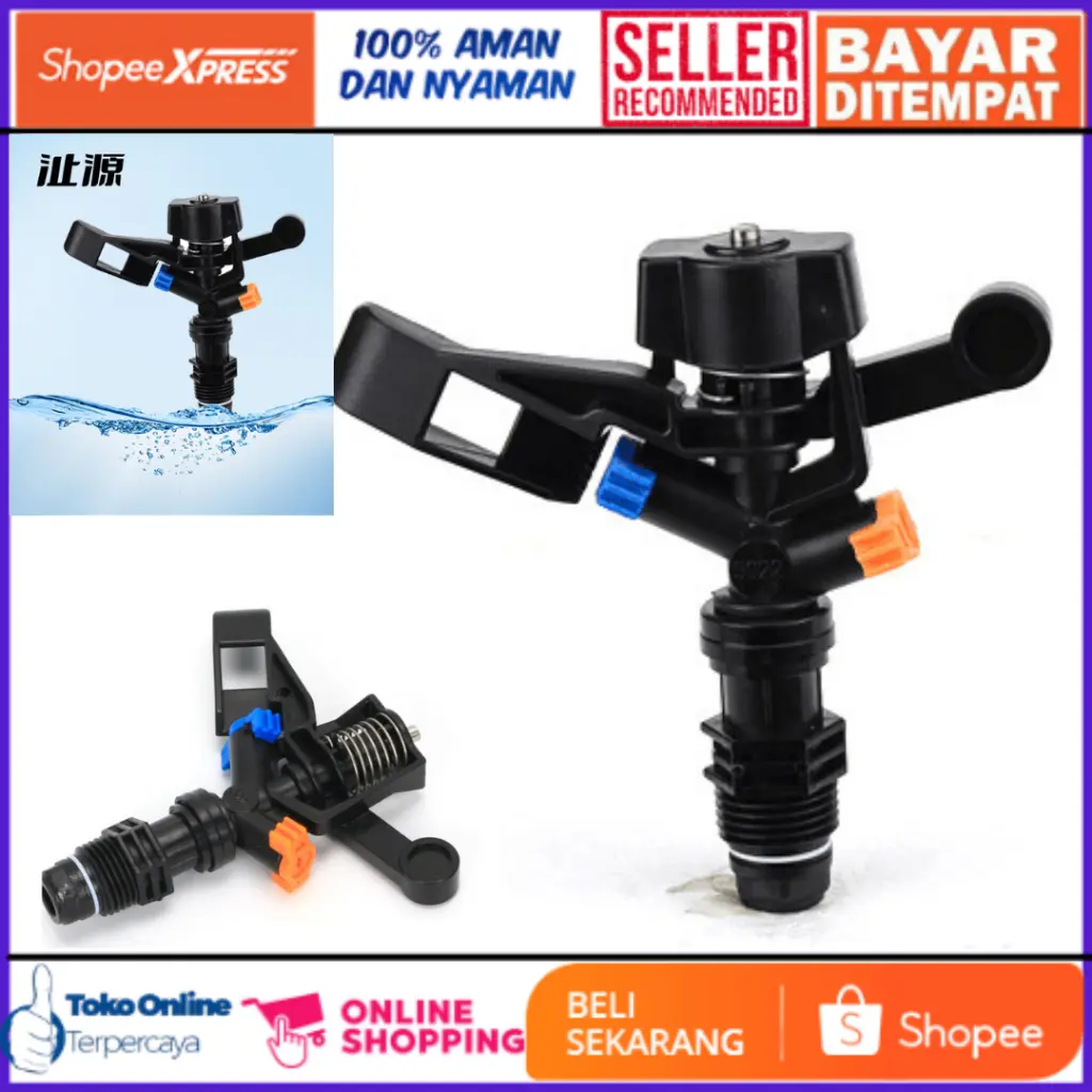 KINCIR AIR Sprinkler 2 Mata 1/2 Inci Impact Kincir Air Impulse Double Nozzle 1/2