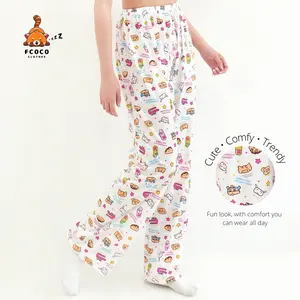 FCOCO - Celana Panjang Wanita Motif Sinchan Spiderman Bahan Polyester Lembut Fit to XL-XXL Celana Santai & Piyama Lucu untuk Wanita Hallo Kitty AB1 Baju Tidur Nyaman Setelan Dewasa Daster