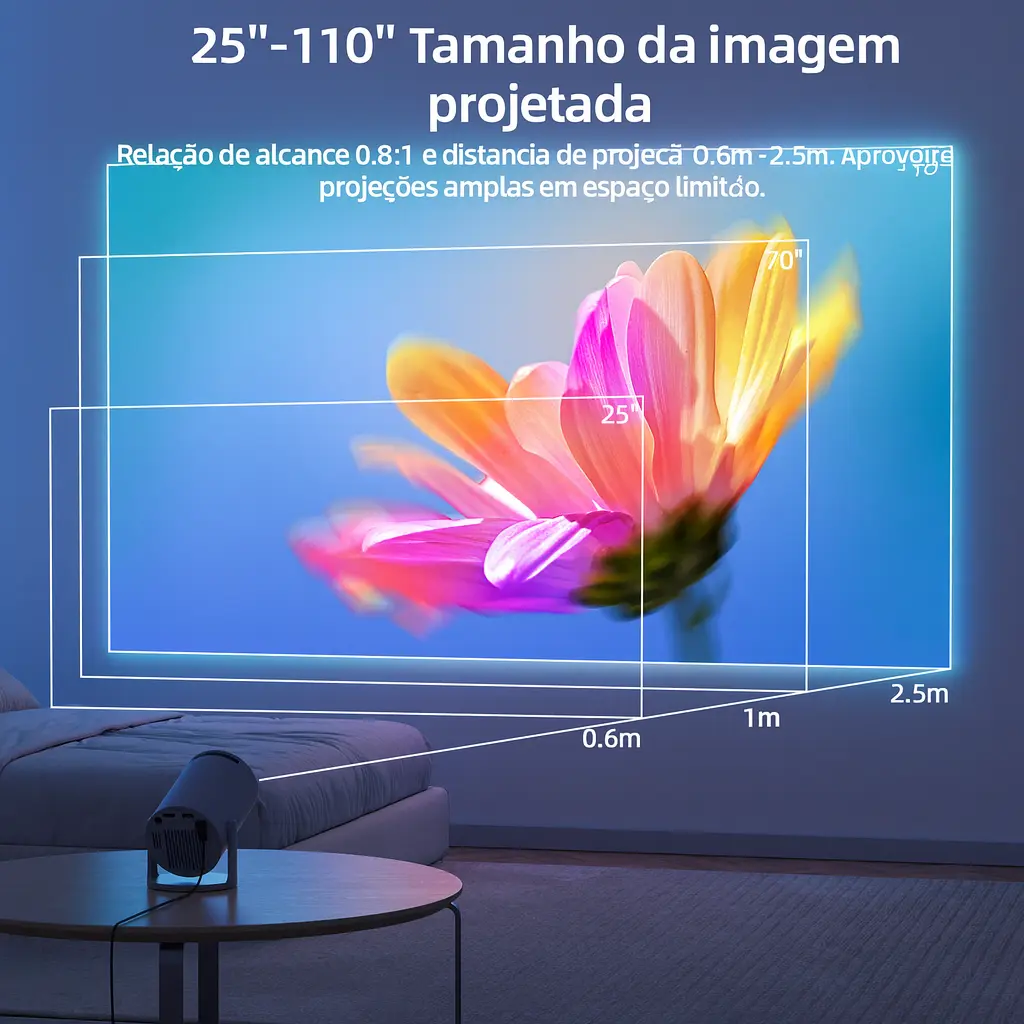 BETTDOW Projetor Portátil Inteligente  Original com 4K UHD | Android 11, Wi-Fi, Bluetooth e Alto-falantes Integrados - imagem 8