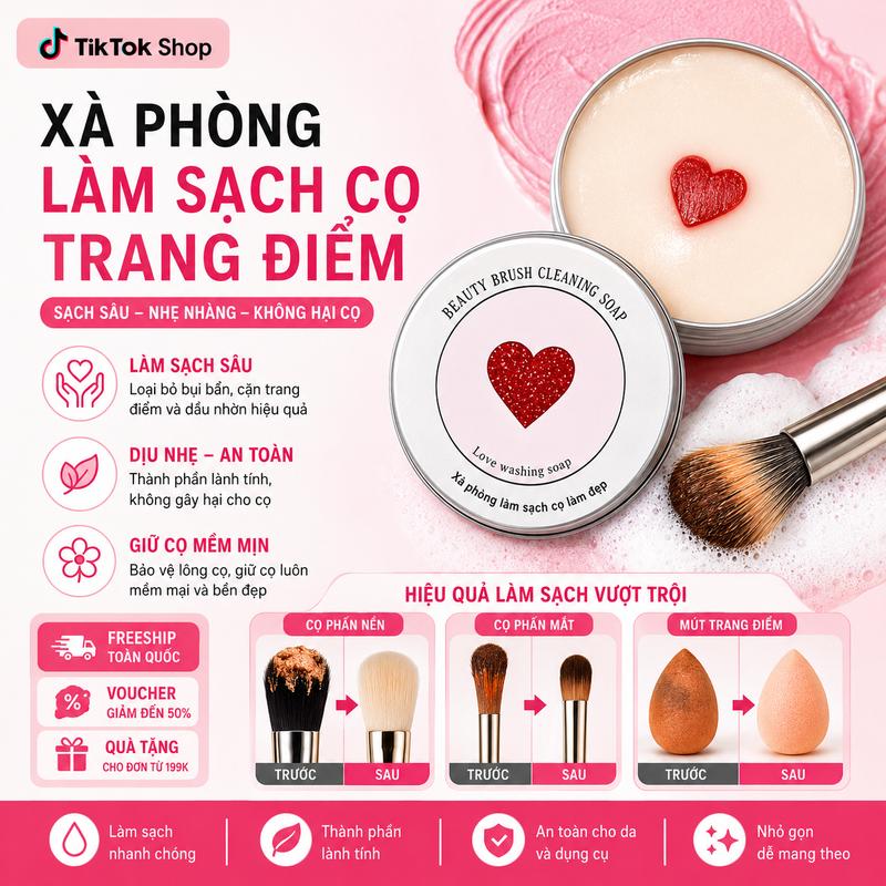 Xà phòng làm sạch dụng cụ trang điểm đa năng này phù hợp với nhiều dụng cụ…