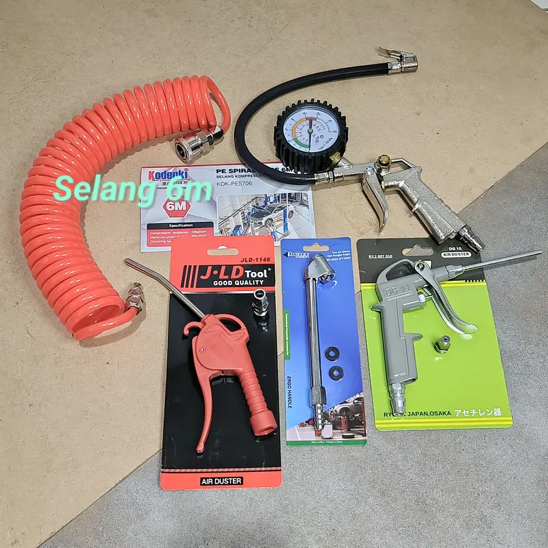 Paket 5 Set / Selang 6Meter Air Duster Air Chuck Isi Angin Paket Peralatan Kompresor / Alat Isi Angin / Alat Pompa Angin 0