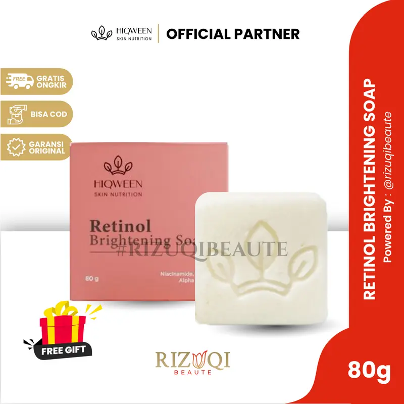 Hiqween - Sabun RETINOL BRIGHTENING SOAP 80gr Original Bpom (Facial Wash Sabun Cuci Muka Pemutih Penghilang Flek Hitam) Distributor Resmi Pusat 0