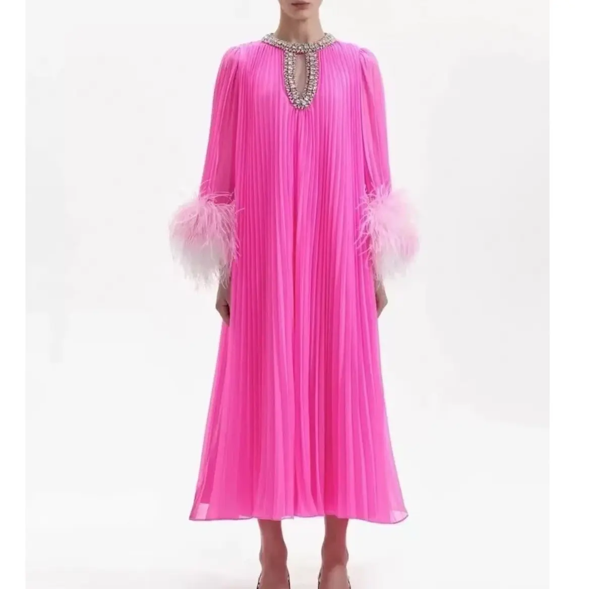 Gaun dress pesta prium  mewah  motiv permata Longgar
