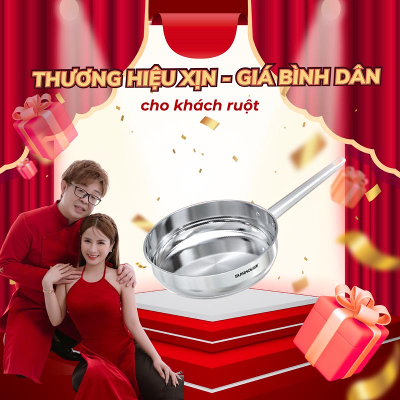 Giadinhnhanhan Chảo Inox 304 không phủ chống dính Sunhouse Healthy INxxM9 Size 16-28cm - Chất liệu an toàn - An toàn với máy rửa bát - Dùng mọi loại bếp