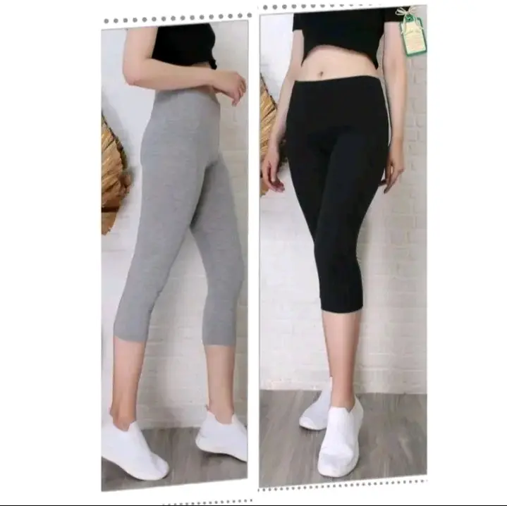 LEGGING KAOS 3/4 SOFT RAYON - Legging Pendek Bawah Lutut - Celana Wanita Tebal Nyaman 3
