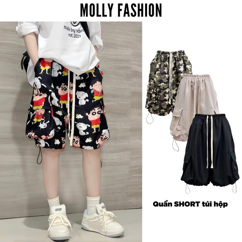 Quần Short TÚI HỘP form rộng Unisex dáng streetwear | Quần ngố nam nữ ống rộng Molly Fashion