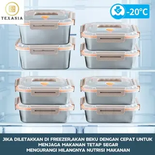 [7.7 SALE] TEXANIA Food Box WADAH MAKANAN TOPLES SAYUR MAKANAN KOTAK BEKAL STAINLESS MULTIFUNGSI DENGAN TUTUP Kitchenware 6