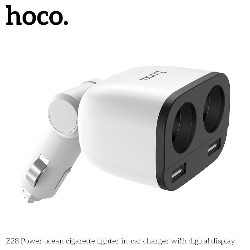 Tẩu Sạc HOCO Z28, 2 Cổng tẩu sạc, 2 Cổng USB, 3.1A, Đèn LED Hiển Thị Dòng Điện, Phụ kiện sạc điện thoại, cam hành trình, máy phun sương, lọc không khí trên ô tô 2
