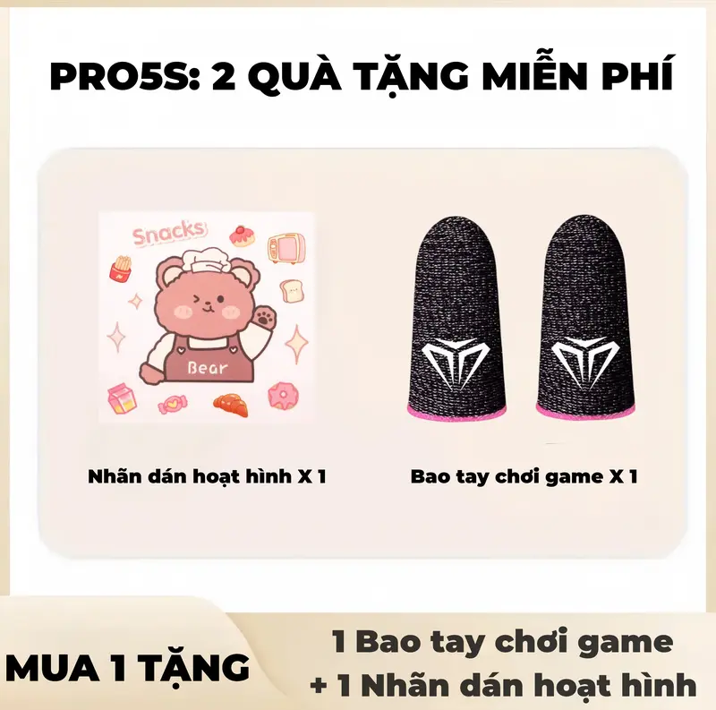 KEEP YOUNG Tai nghe PRO5S [2 Quà tặng miễn phí] 1 Nhãn dán hoạt hình+1 Bao tay chơi game, Âm thanh nổi mức HiFi, Micrô tích hợp, Chống nước iPX5, Điều khiển cảm ứng, Khử tiếng ồn cho iPhone và Andriod 1