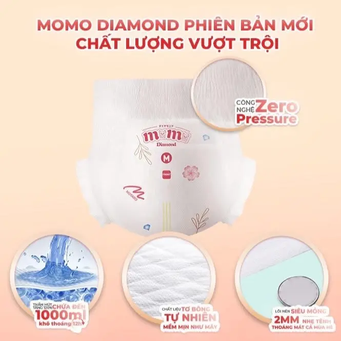 (Mẫu mới 2025) Combo 03 bịch tã bỉm momodiamond 7