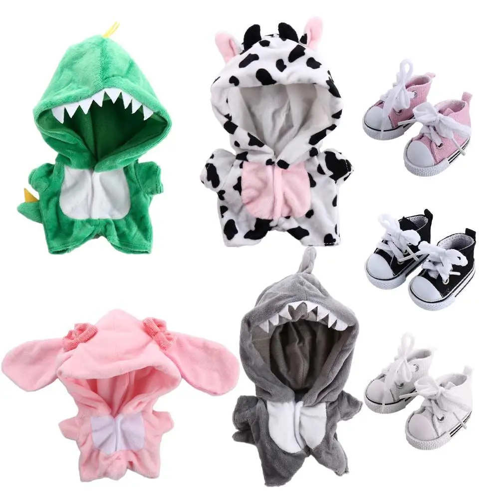 Lovely 20cm Korea Kpop Canvas Shoes Cartoon Jumpsuit Animal Doll Clothes Plush Doll Clothes Idol Doll Clothes Doll Clothes