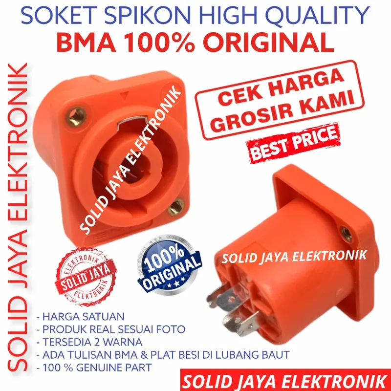 SOKET SPIKON BMA ASLI SOCKET AMPLIFIER SPIKON SPEAKON SPICON BMA FEMALE  SPEACON SOKET SOCKET CONNECTOR KONEKTOR CEWE BMA SPE 002 INPUT AUDIO SPIKON SPICON BMA CEWE ASLI ORIGINAL 2