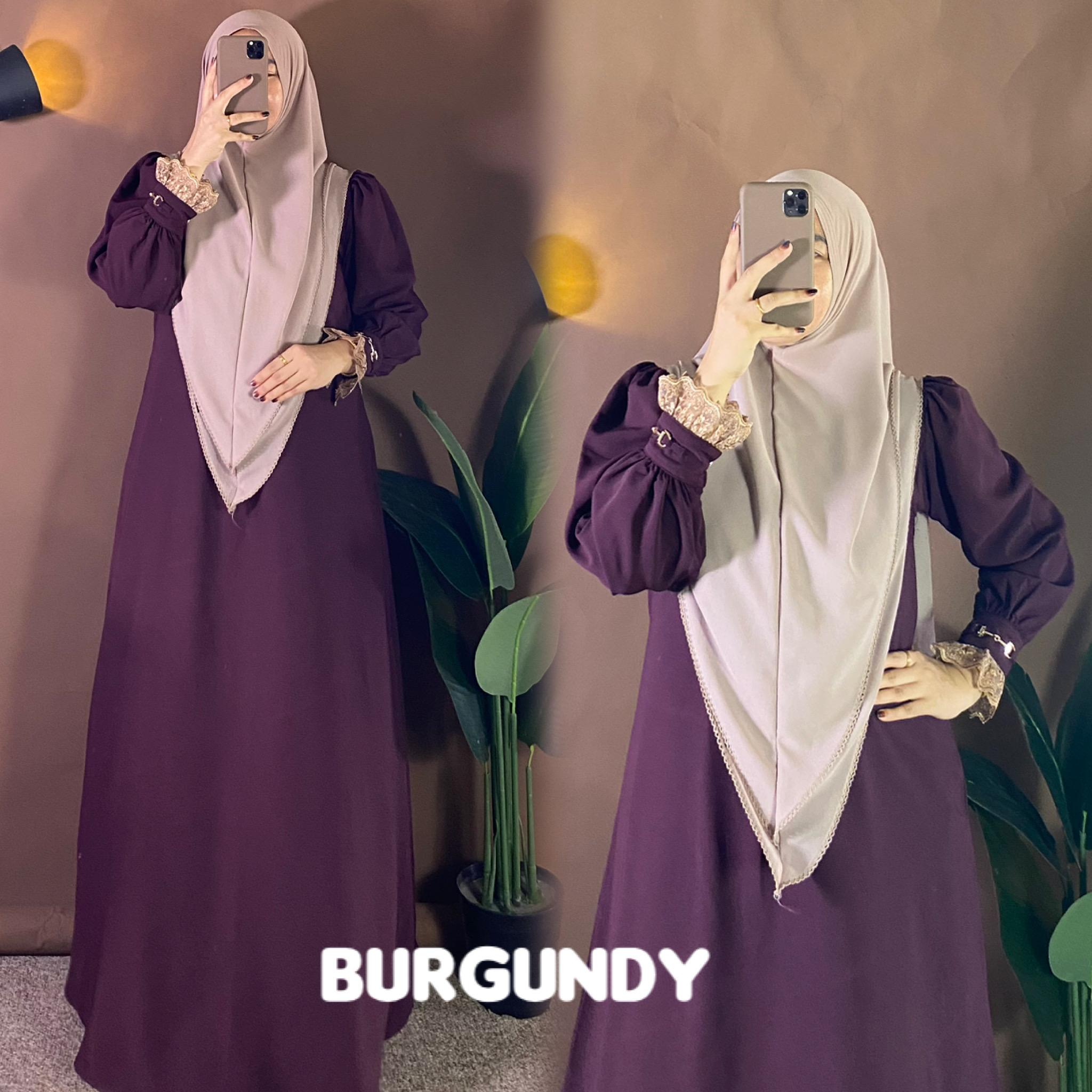 One set Maryam. one set bahan sabrina anti uv. gamis renda. gamis set kerudung. gamis model terbaru. gamis syar'i set hijab. gamis kekinian