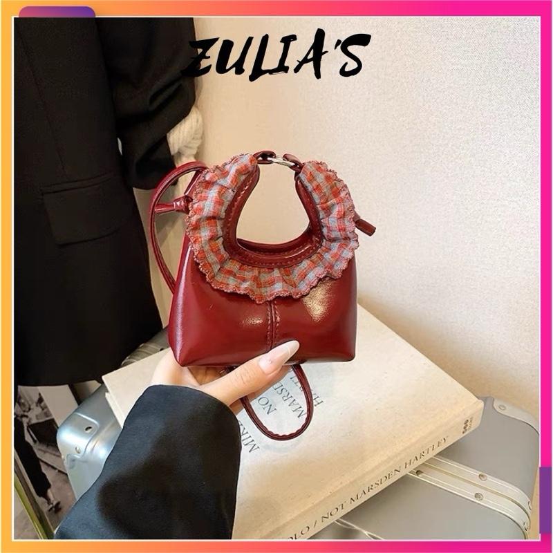  Túi Xách Nữ Mini Size 12cm Da Mềm Đeo Chéo Phối Rèm Vải Dễ Thương Đi Chơi Đi Cafe - Bag 