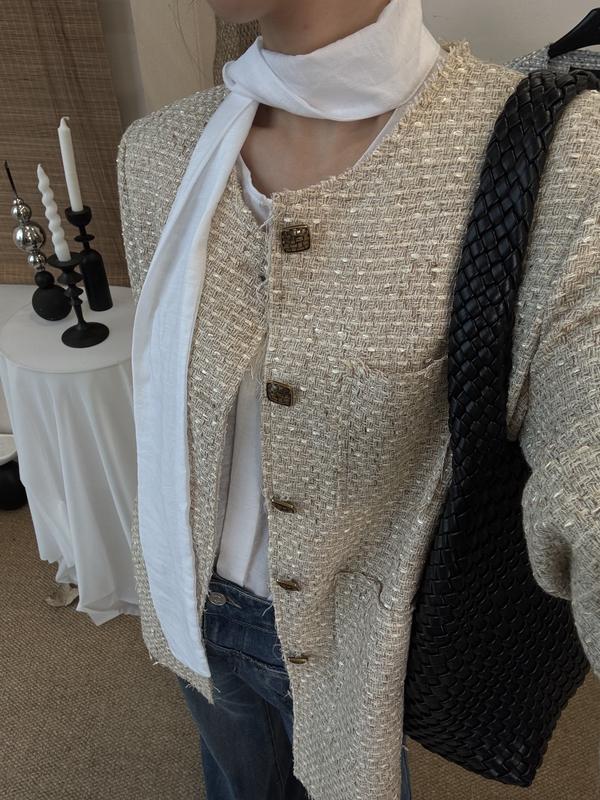 AV55 Áo Vest dạ cổ tròn cúc vuông túi trước MAIDO TRENDY