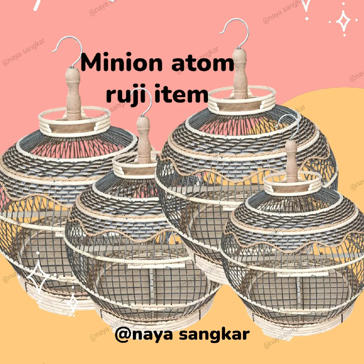 Sangkar Perkutut Minion Atom DM 40 cm dengan Ruji Hitam