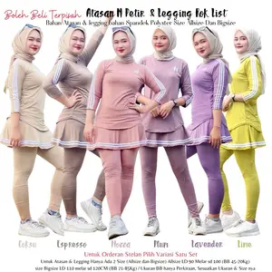 Setelan Legging Rok 6 warna Terbaru Nude (Dijual 1 Set Atasan dan Legging Rok) Outfit Senam & Olahraga Wanita