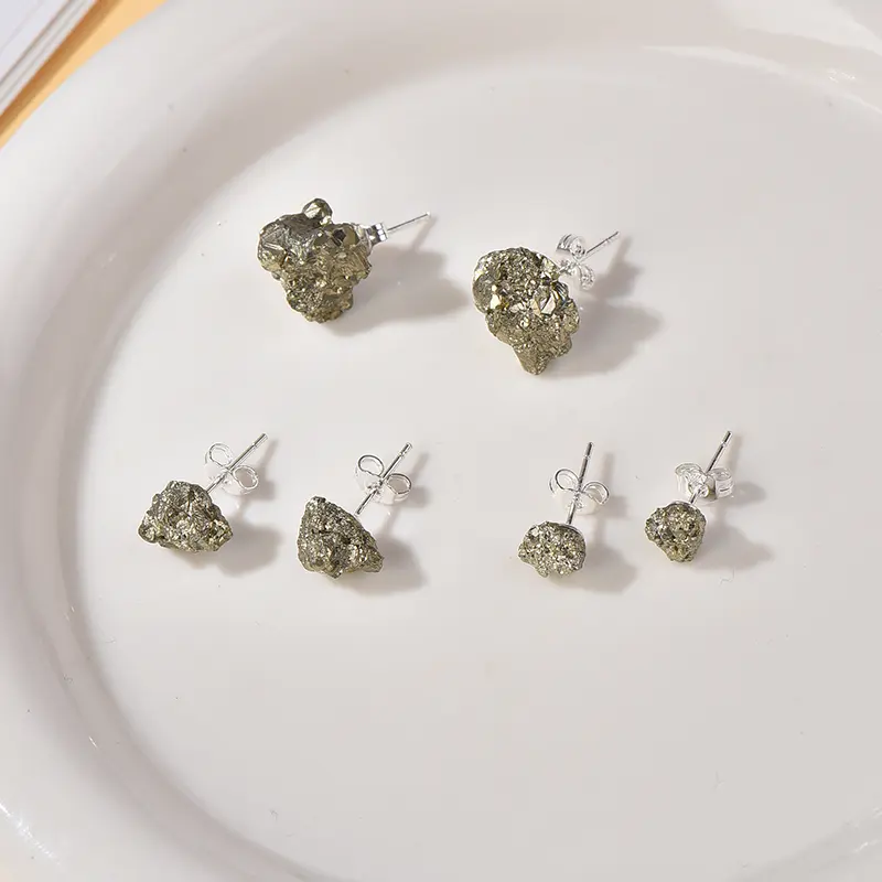 Bông Tai Pyrite, Chất Liệu S925 Thật Tự Nhiên, Bông Tai Pha Lê, Dành Cho Nữ, Dễ Thương Và Thanh Lịch, Đẹp Mắt