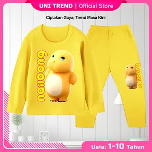 Baju Tidur Nailoong Setelan Panjang Anak Cewek dan Cowok usia 1-10Tahun 2034 Lengan Panjang Laki Perempuan Piyama polyester Premium Katun