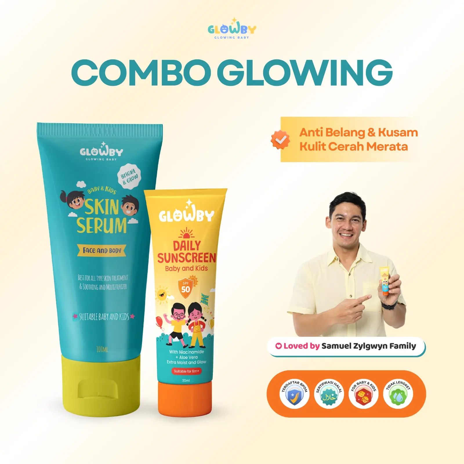(Exclusive Live) Combo Glowing Skin Serum Lotion 100 ml dan Sunscreen 30 ml No Pouch No Mainan