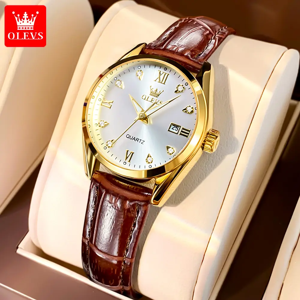 Top Brand OLEVS#5522 Fashion Simple Business Casual Women Watches Multi Color Round Dial Leather Strap Ladies Students Women Quartz Wristwatches for Female