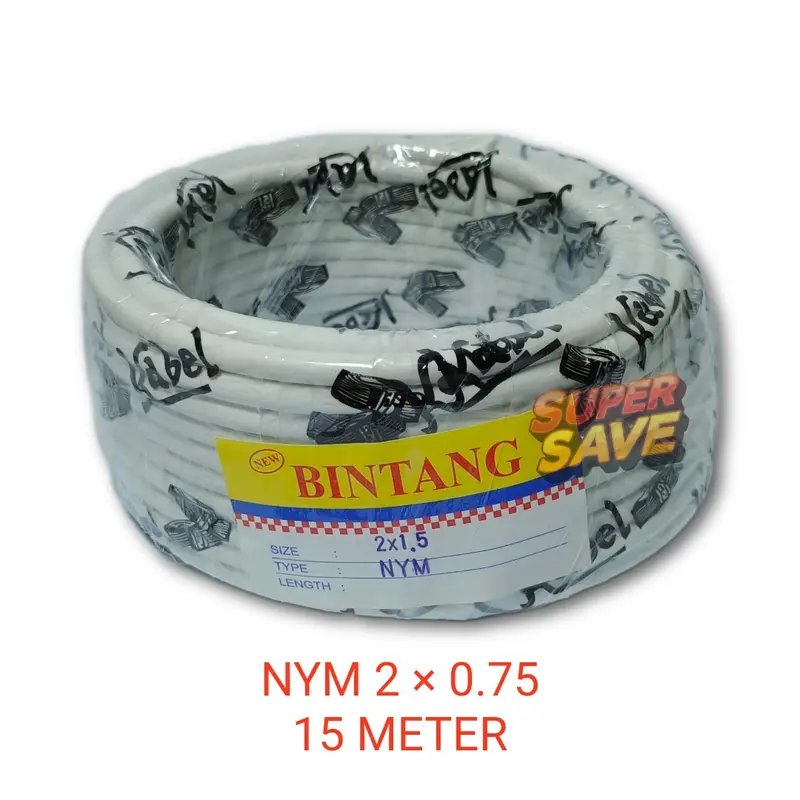 Kabel Listrik / Audio Type 215 BINTANG NYM 2 x 0.75 Panjang 15 Meter 0