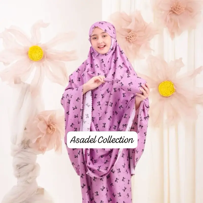 ARSHAKA - MUKENA ANAK  4-12TAHUN katun premium 2in1 Mukena traveling mini pouch 2in1 termurah MUKENA ANAK 2IN1 Mukenah anak lasercut Motif