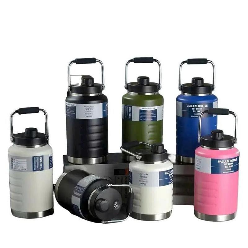 Bình giữ nhiệt chân không 24 tiếng dung tích lớn 2 Lít Bình nước thể thao hai vách bằng thép không gỉ có nắp tay cầm bằng thép không gỉ