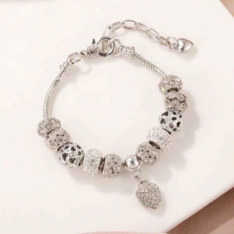 Lắc tay charm tim trắng Thép titan không đen, rỉ - TTA2 2