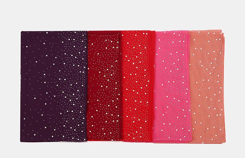 Malaysia Indonesia Pearl Chiffon material Baotou scarf rhinestone porcelain decorative fashion headscarf_voghion.com