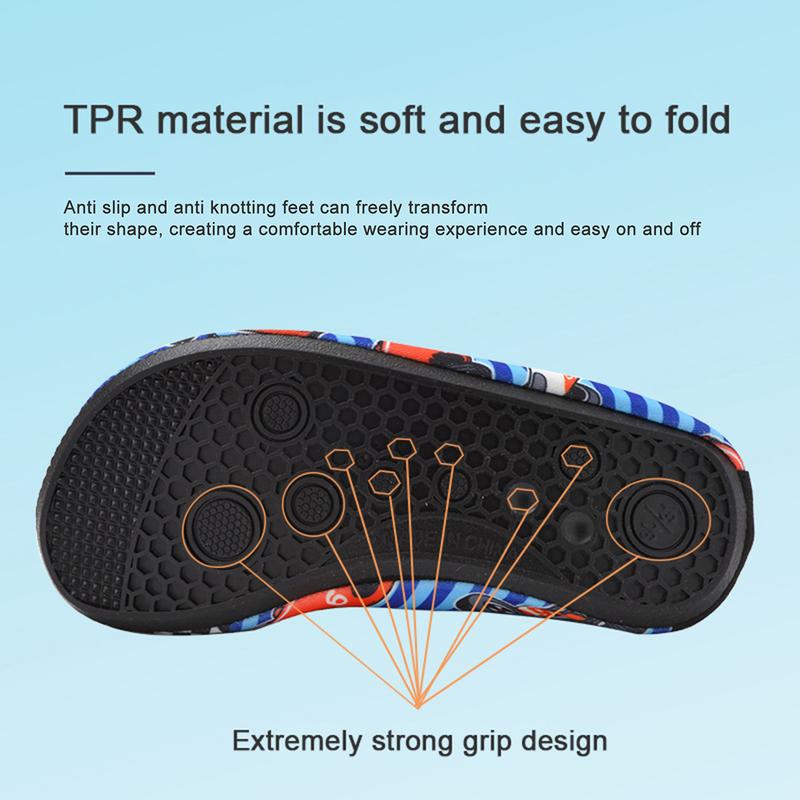 Product Introduction of Children's New Beach Shoes for Boys and Girls Barefoot Anti slip Wading Diving Shoes with Soft Sole Rubber Shuoxi Shoes 44