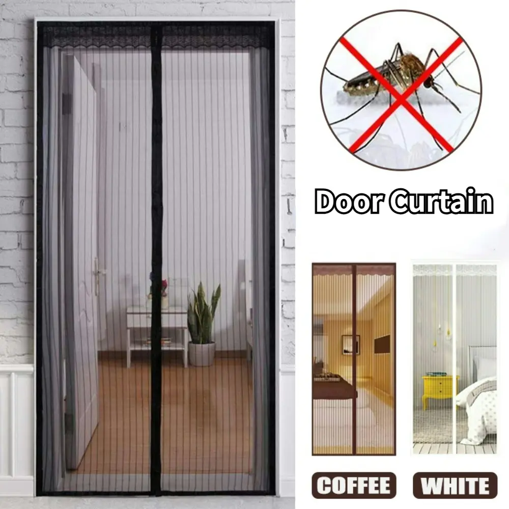 Striped Door Curtain Magnetic Soft Yarn Door Curtain Mosquito Proof Screen Door Soft Curtain