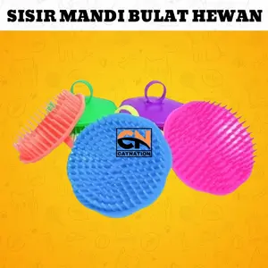 SISIR SIKAT MANDI BULAT KUCING ANJING SILIKON | SISIR SIKAT BULU MANDI HEWAN BULAT