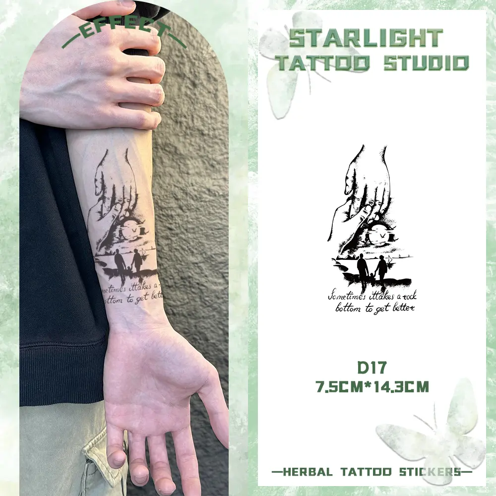 A family of three family tattoo stickers, long-lasting temporary tattoo stickers, fake tattoo stickers that last 15 days on arms and other parts of the body, so you can realize tattoo freedom.